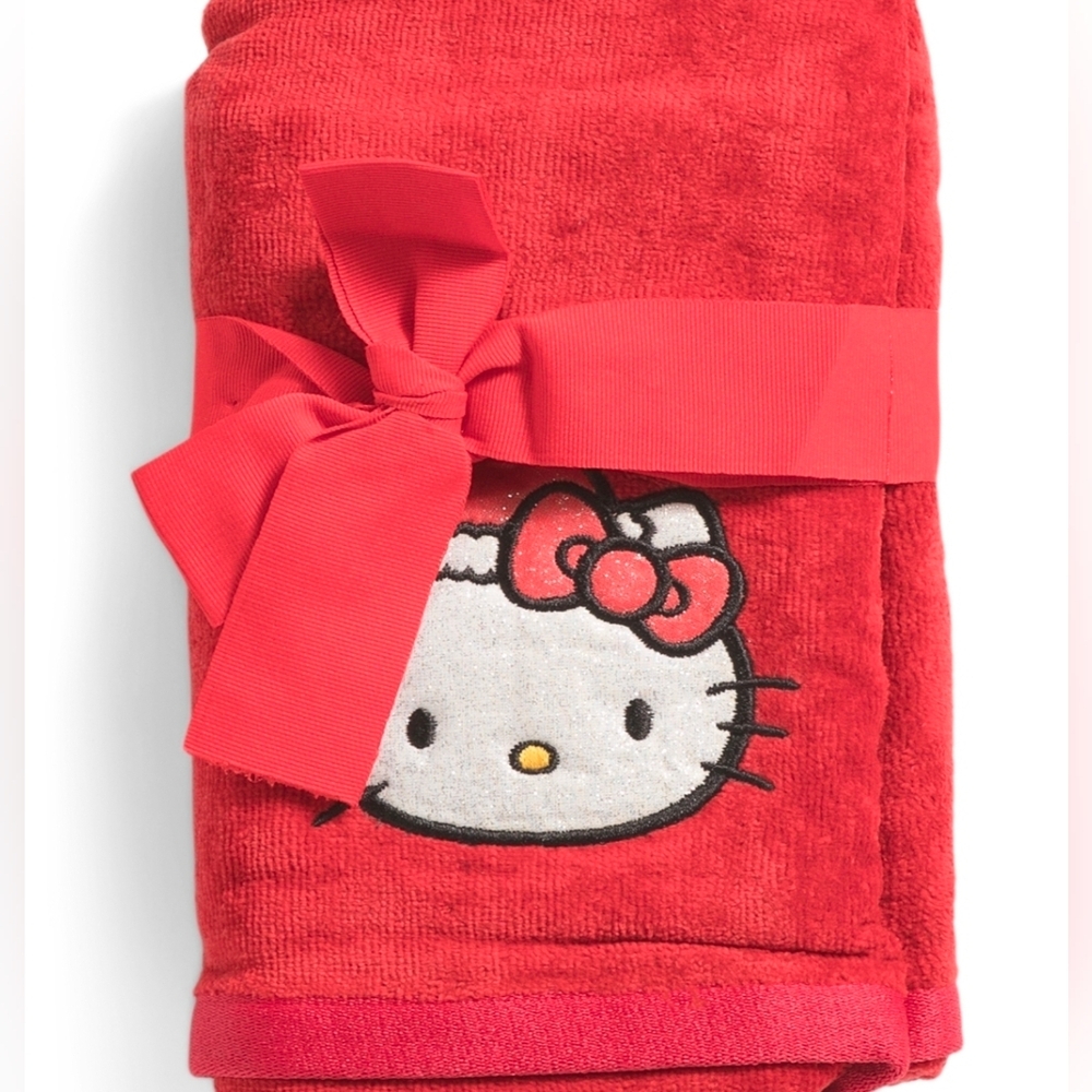 ❤️▪️Hello Kitty ▪️set Of 2  Red Hand Towel with Embroidered Face